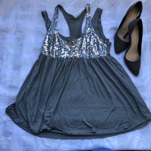 H&M Gray with Sequins Top